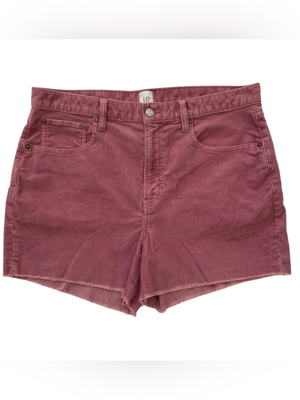 Gap Womens Corduroy Shorts Size 12/31 Dusty Rose High Rise Raw Hem Stretch